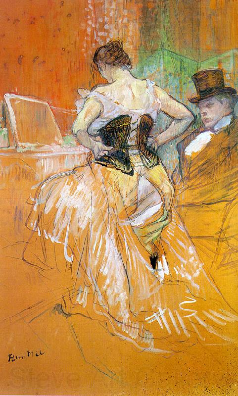  Henri  Toulouse-Lautrec Woman in a Corset (Study for Elles) Spain oil painting art